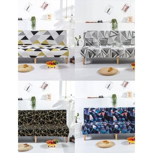 Flexible Sofa Bed Cover Without Armrests 4 Types Home Decor Stretch Sofa Cover No Armrest Folding Printed Sofa Protector