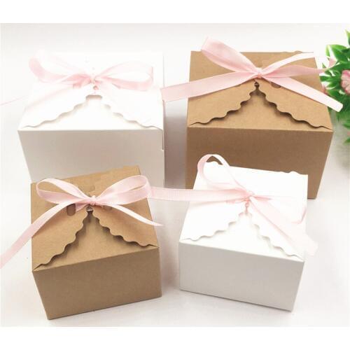 Lace Shape Brown White Two Size Box With Free Strings 24Pcs/Lot Carrying Case for Jewelry/Candy Small Accessory Weeding Gift Box