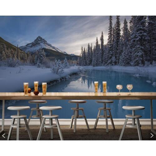Canada Parks Winter Mountains River nature photo wallpaper mural papel de parede for living room sofa TV wall bedroomn cafe bar