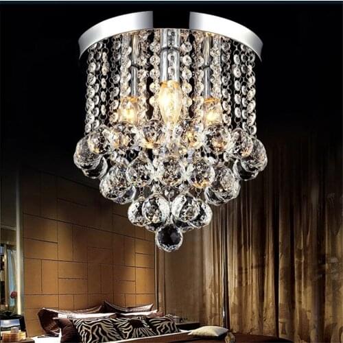 Modern Chandelier Crystal Ball Light Fixture Flush Mount Ceiling Lamp E14 for Hallway Bedroom Living Room Dining Room