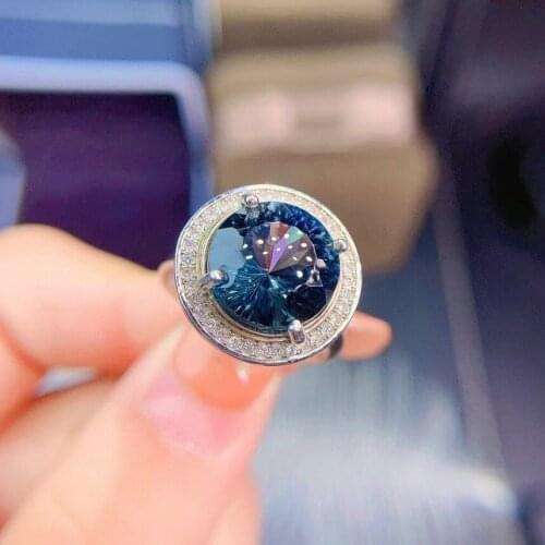 Elegant Temperament Fashion 100% Natural And Real Blue Topaz Finger 925 sterling silver ring Luxury style rings