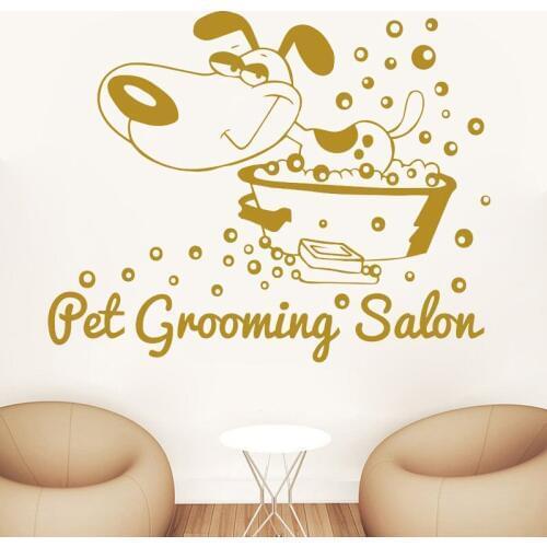 Pet Dog Grooming Wall Decals Pet Grooming Salon Bathroom Puppy Decor Vinyl Wall Sticker Waterproof Art House Decoration z261