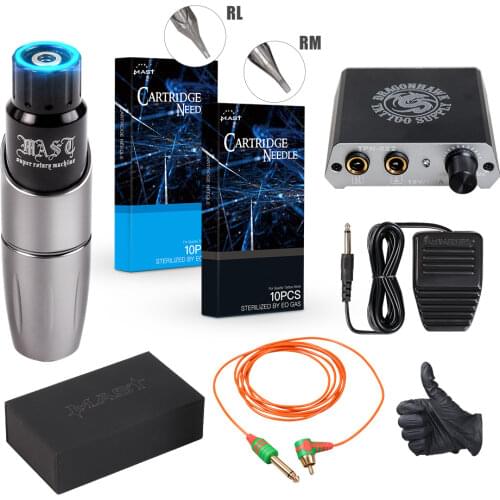 Dragonhawk New Beginner Tattoo Machine Set Kit Motor Rotary Pen Power Needles Kit