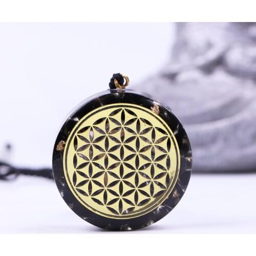 Orgonite Necklace Life Of Flower Necklace Obsidian Yoga Meditation Jewelry Energy Converter Eliminate Negative Energy