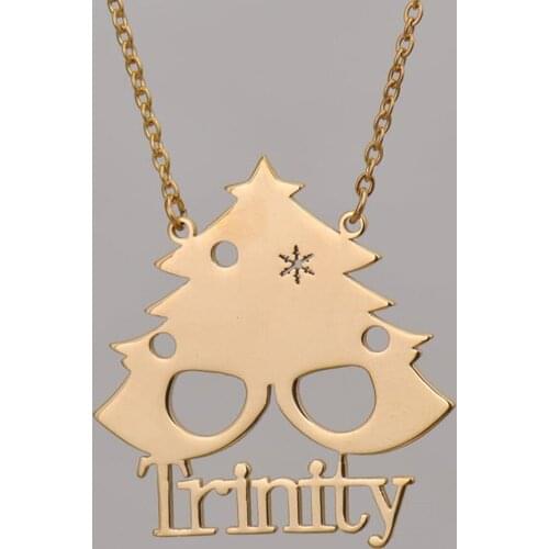 Custom Name Necklace Women Fashion Gold Chain Personalized Christmas Trees Jewellery Pendant Necklaces Best Friend Gift