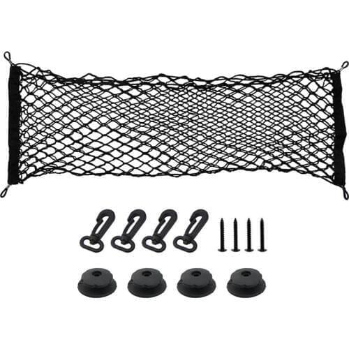 Adjustable 90x40 CM Universal Envelope Car Trunk Luggage Storage Cargo Net - Universal Stretchable Truck Net with 4 Hooks