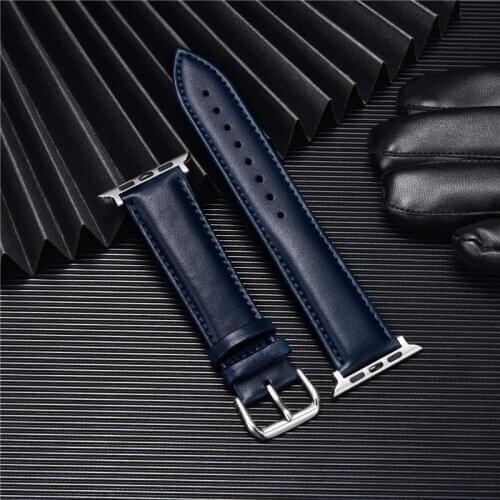 Colorful Genuine Leather Watchband for iwatch Replacement Men Women Wrist Strap 38mm 40mm 42mm 44mm for Apple Watch 6 SE 5 4 3