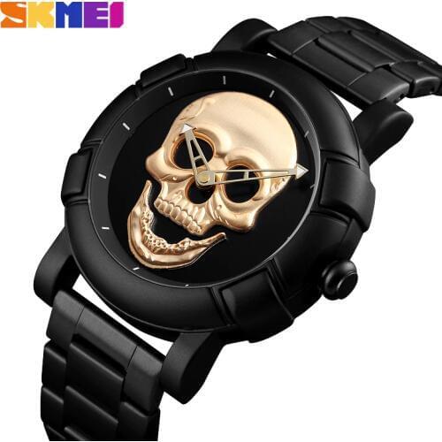 SKMEI Fashion Sport Mens Watches Top Brand Luxury Skull Watch Men 3Bar Waterproof Quartz Wristwatches Relogio Masculino 9178