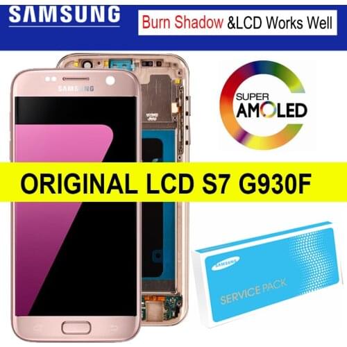 SUPER AMOLED 5.1" with Burn Shadow LCD with frame for SAMSUNG Galaxy S7 G930 G930F Display Touch Screen Digitizer Assembly