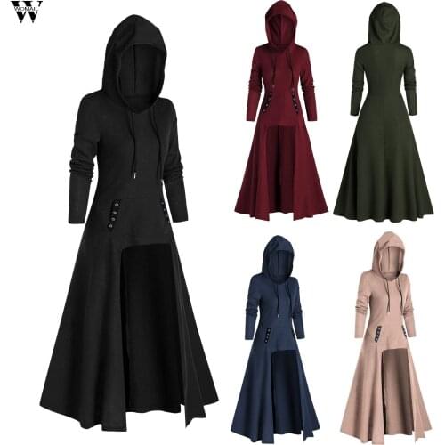 Sweatshirt Women Fall Gothic punk Vintage Cloak High Low Pullovers Top winter Harajuku hip hop hooded long Oversize Outwear 2020