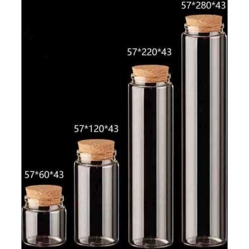 10pcs 90/220/400ml Glass Bottles Empty Sample Food Jars vial with Cork Stoppers for DIY Craft Wedding Decoration - Transparent