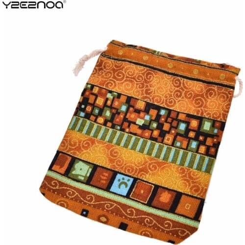 10Pcs Christmas Jewelry Pouches Cotton Jewelry Bags 10Pcs Ethnic Gift Bags Stripe Tribal Tribe Drawstring Bags 9.5*12cm