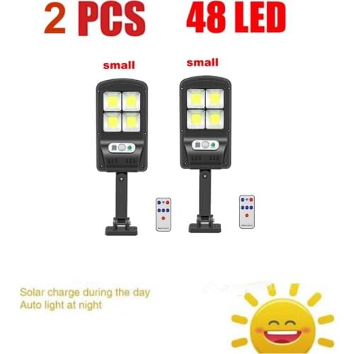 2 pcs tabular oblong 48lED Solar Motion Sensor Wall Light Outdoor Street solar Lamp Remote Control Waterproof Garden Street Lamp