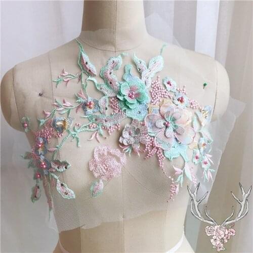 2 pieces/pack 8 colors into color stereo hot drilling embroidery lace applique dress promotion clothing accessories