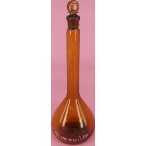 250ML Lab Brown Volumetric Flask Class A G3.3 Borosilicate Glass With Stopper