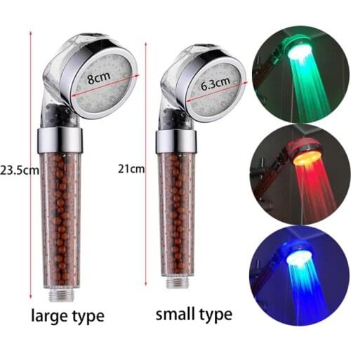 3 Colors LED light Shower Head Temperature Control High Pressure Rainfall Water Saving Hand Spa Showerhead Bathroom Accessories