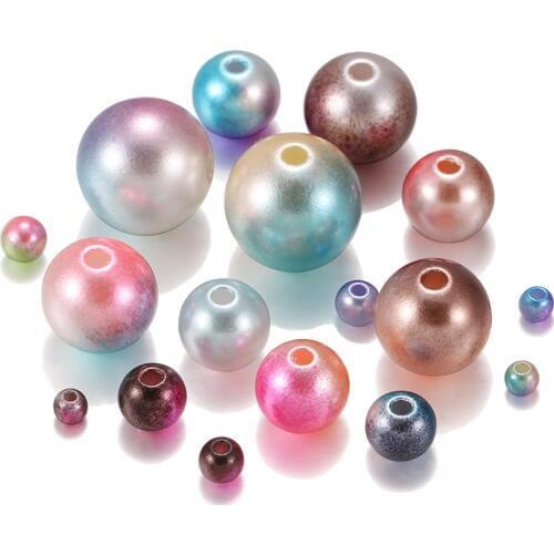 360Pcs Rainbow Color Multi Size Mixed Acrylic Straight Hole Plastic Round ABS Imitation Pearl Beads DIY For Jewelry Making