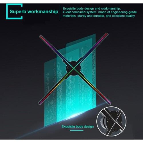 56cm 3D WiFi Fan Hologram Projector Bluetooth Wall-mounted Wifi Led Sign Holographic Lamp Player Remote Advertising Display