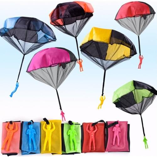 6 PCS Kids Hand Throwing Parachute Toy For Childrens Educational Parachute With Figure Soldier Outdoor Fun Sports Play Game