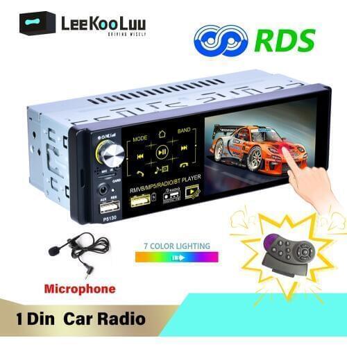 LeeKooLuu 1 Din Car Radio Autoradio Stereo Audio RDS Microphone 4.1 inch MP5 Video Player USB MP3 TF In-dash Multimedia Player