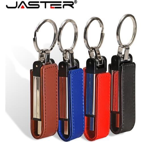 JASTER metal leather keychain usb2.0 flash drive 4GB 8GB 16GB 32GB 64GB mobile storage disk Pendriveusb2.0 personal memory stick