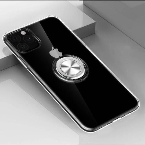 For iPhone 11 pro Max XS XR 7 8 Plus Case Transparent TPU With finger ring Magnetism Holder Phone Back Cover Coque For iphone 11