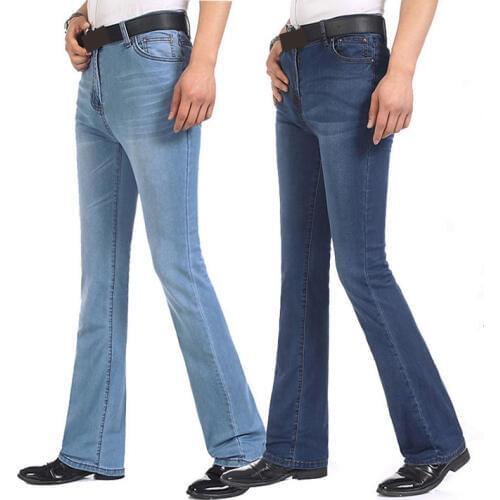 Mens Flared Leg Jeans Trousers High Waist Long Flare Jeans For Men Bootcut Thin Jeans Hommes bell bottom jeans men