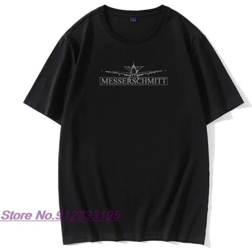 Mens Luftwaffe T Shirts Messerschmitt BF 109 Fighter T-Shirt Classic Tee Shirt Oversize Graphic 100% Cotton Fun Men Tshirt
