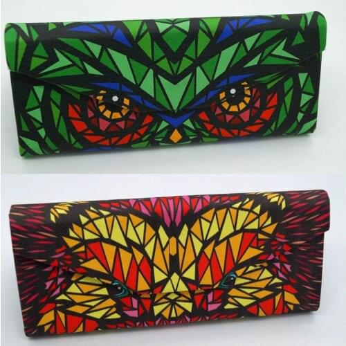Q Eyeglasses Box Sunglasses Accessories PU Leather Triangles Foldable Glasses Case Cartoon Animal Glasses Protective Portable