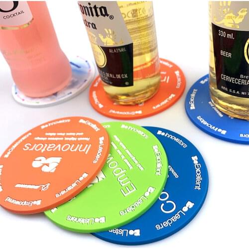 Custom cup Coaster cover with logo promotional gift PVC soft drink cup cushion