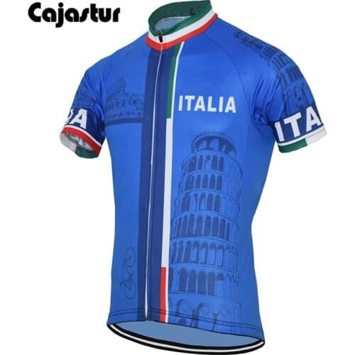 Italy cycling jersey men short sleeve blue bike wear jersey cycling clothing maillot outdoor Bicycle clothes cajastur