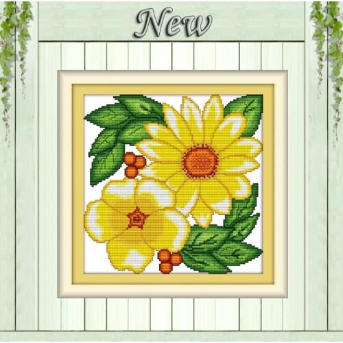 Gold camellia yellow flowers painting counted print on canvas DMC 14CT 11CT chinese Cross Stitch Needlework Sets Embroidery kits