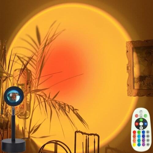 Rainbow Sunset Red Projector Night Light Sun Projection Desk Lamp,Color Adjustable Bedroom Coffee Store Wall Decoration Lighting