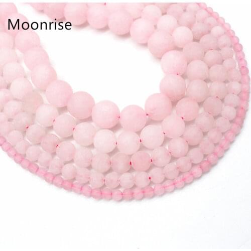 Natural Matte Frosted Rose Quartz Gemstone Round Loose Bead Pink Crystal for Jewelry Making 1 Strand 4mm 6mm 8mm 10mm 12mm