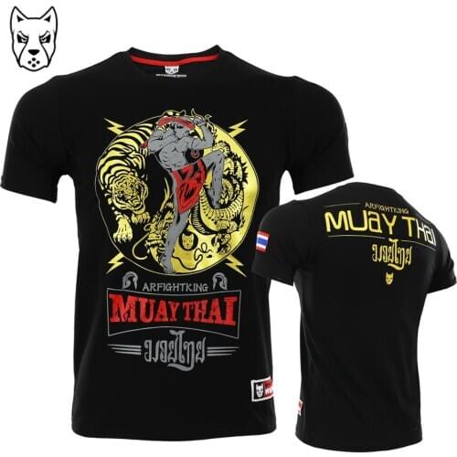 MMA Long Tiger Thai Boxing Short sleeve Thai fighting fitness sport free fight T-shirt breathable comfortable man