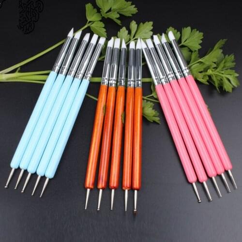 New 5Pcs/Set Stainless Steel Two Head Sculpting Polymer and Soft Pottery Clay Tool Silicone Modelling 6 Colors Art Shaper Tools