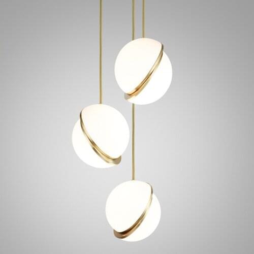 Nordic Single Head Pendant Lights Dislocation Crescent Moon Semi-spherical Acrylic Hanging Lamp for Clothing Store Bedside Room
