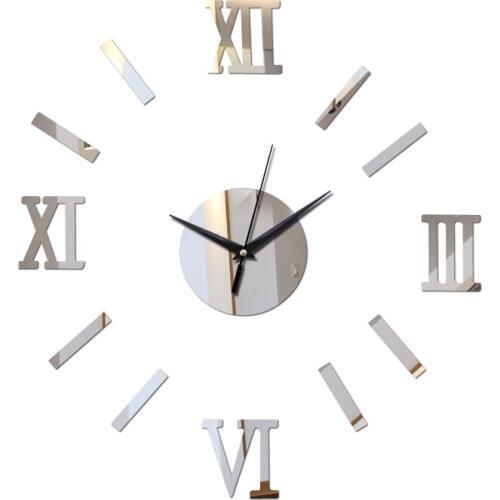 New quartz watch wall clock modern design diy acrylic mirror clocks Europe reloj de pared large decorative