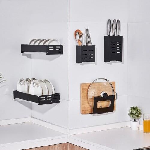 Punch Free Kitchen Shelves Rack Items Dish Drying Spice Drainer Gadget Sets Housewares Storage Accessories Supplies Organizer