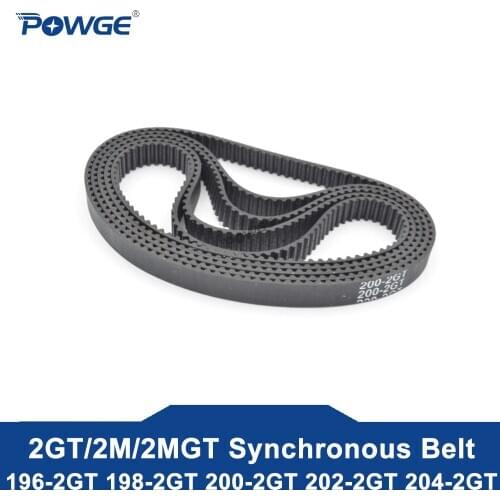 POWGE 2MGT 2M 2GT Synchronous Timing belt Pitch length 196/198/200/202/204 width 6/9mm Teeth 98 99 100 101 102 Rubber GT3 closed