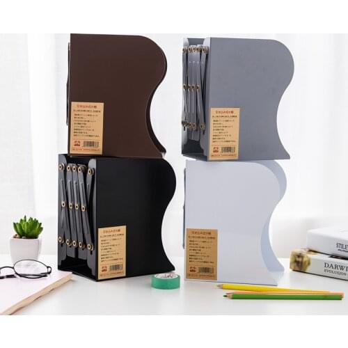 Simple creative office accessories l shaped desk telescopic bookends folding bookshelf metal student cartoon book stand