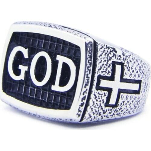 Rany&Roy Newest Cross GOD Ring 316L Stainless Steel Fashion Jewelry Personal Design GOD Ring