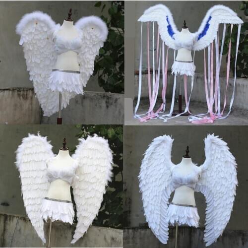 Cosplay White and black angel wing props catwalk show prop festival Angel Feather wing Window props underwear catwalk supply