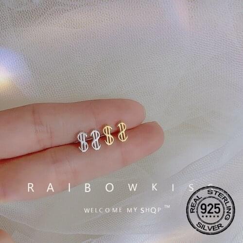 S925 Silver Needle Stud Earrings For Women S Letter Symbol Retro Simple Korean Fashion Design Hot Female Wedding Jewelry INEFFA