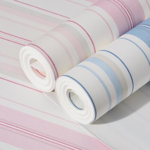 Modern Fashion Pink Blue White Vertical Striped Wallpaper For Kids Room Bedroom Living Room Wall Decoration Non-woven Wallpaper