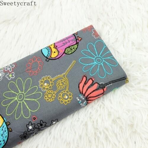 140x50cm Cotton Fabric Owl Flower Printed Plain Cloth Sewing Quilting Fabrics For Patchwork Needlework DIY Handmade Accessories