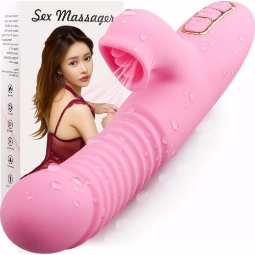 7 Speed Sucking Vibrators G Spot Clit Stimulation Telescopic Dildo Vibrator Heating Rotation Vibrator Sex Toys for Woman