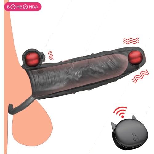 Male Penis Vibrating Ring Sleeve for Penis Dick Delay Ejaculation Enlargement Condoms Dildo Vibrator Adult Sex Shop Sexules Toys