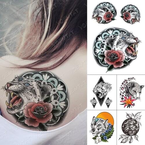 Waterproof Temporary Tattoo Sticker Mandala Leopard Flowers Flash Tattoos Sketch Animal Body Art Arm Fake Tatoo Women Men