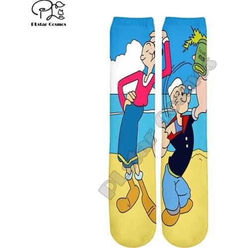 Plstar Cosmos Funny Summer 3DPrint Socks Stocking Popeye Spinach Sailor Cartoon Man And Women High Quality Dropshopping-a4